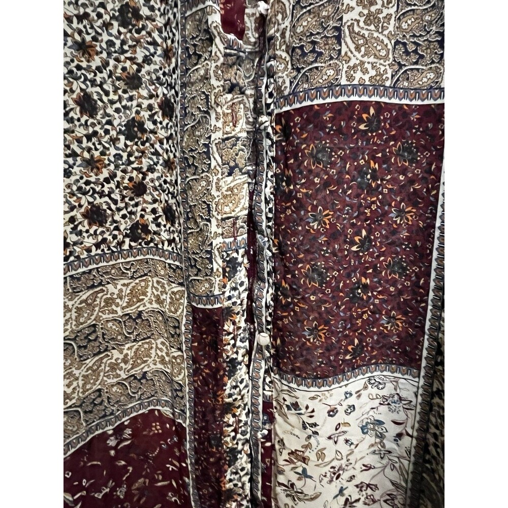 Umgee Dress Patchwork Floral/Paisley Long Sleeve Covered Buttons Sheer S Kimono - Picture 3 of 4